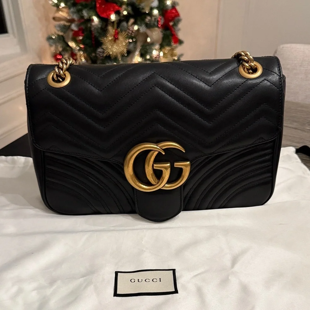 Gucci Black Quilted Marmont w/Gold Hardware - Picture 1 of 16
